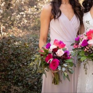 Double-Strap Long Georgette Bridesmaid Wrap Dress